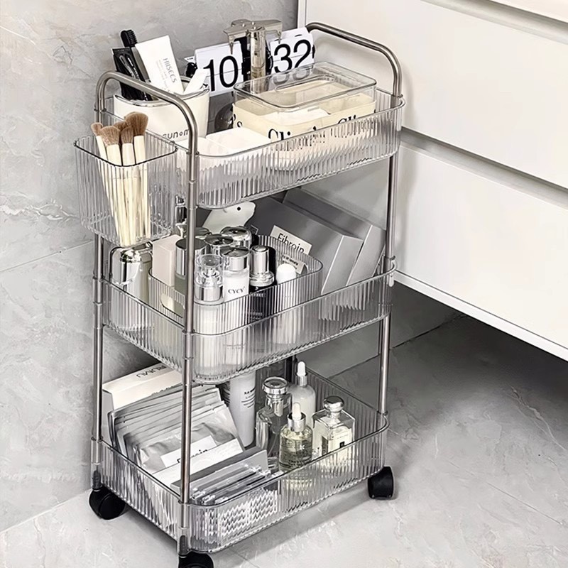 Transparent Carts Acrylic Storage Rack Storage Cosmetics Snack Bookshelf Simple Filing Rack Bathroom Storage Rack