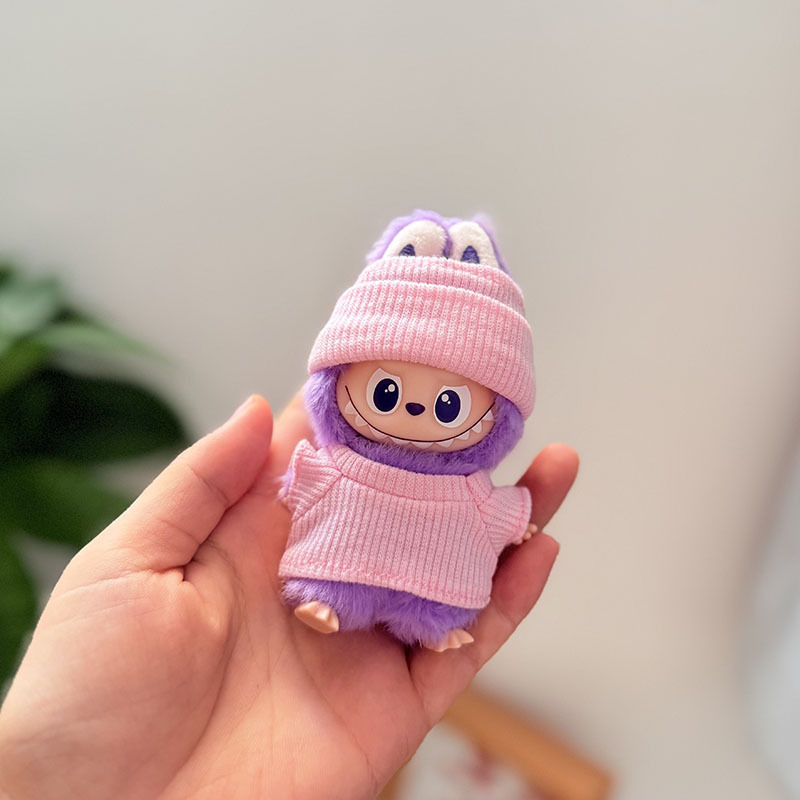 LABUBU4.0心底密码搪胶毛绒挂件小鼻噶公仔衣服白色弹力衫套装|undefined