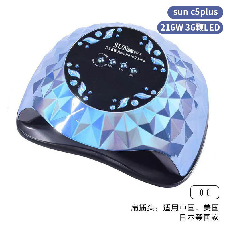 Lámpara de uñas de alta potencia de 256W con mango para principiantes, lámpara de curado de gel para esmalte de uñas, lámpara de fototerapia de secado rápido con colores deslumbrantes para uso transfronterizo.