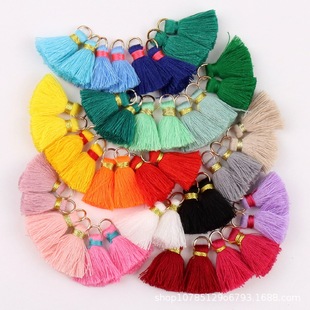 Spot 2/3/5cm color cotton thread with ring small tassel mini DIY small hanging spike clothing jewelry pendant spike