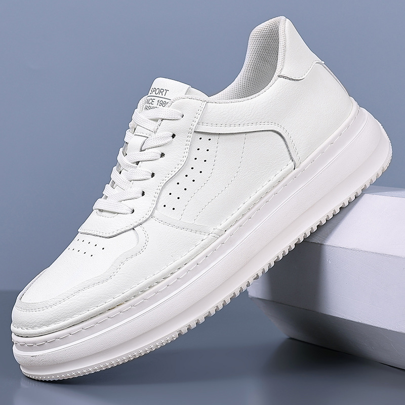 Chaussures blanches 2025, nouvelle édition coréenne, chaussures de sport et de loisirs en cuir pour hommes, jeunes, mode et loisirs, collection tendance une pièce pour cheveux_voghion.com