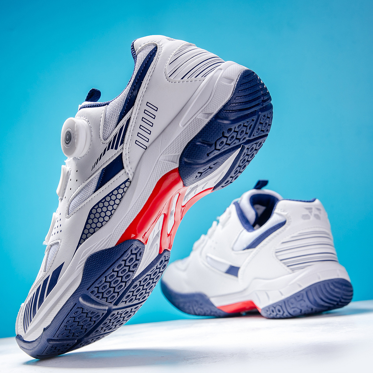 Zapatos de bádminton para parejas, zapatos de entrenamiento antideslizante con base de tendón profesional, zapatos de bádminton de alta calidad de doble botón giratorio