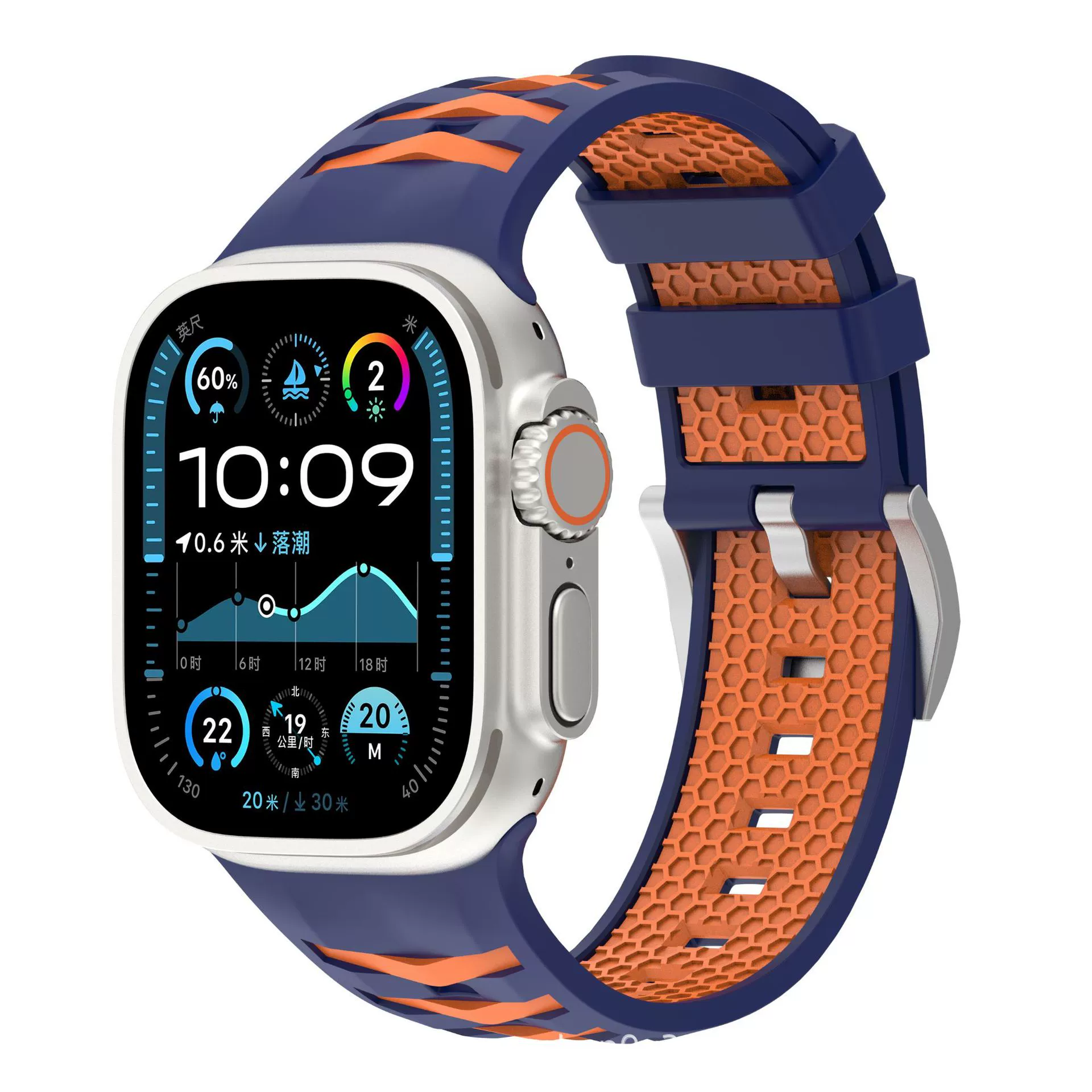 Применимо к высококачественному силиконовому ремешку Apple watch из нержавеющей стали с серебряной пряжкой SE Ultra2 поколения AppleWatch 78910