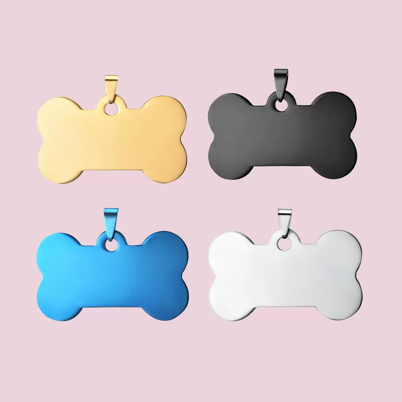 欧美空白宠物身份牌刻字定制光面金属狗牌不锈钢吊坠厂家批发