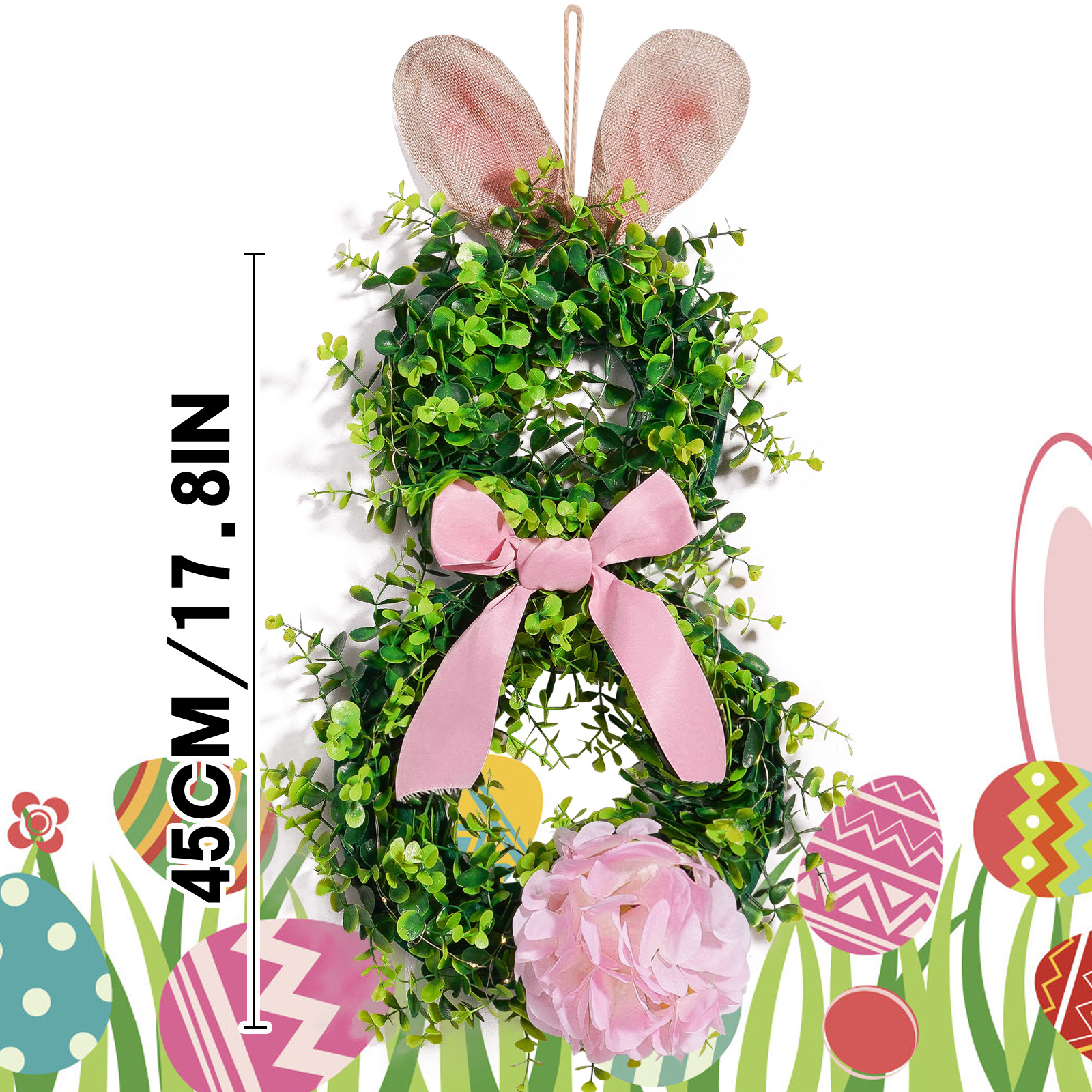 Pascua transfronteriza colgante orejas de conejo iluminantes guirlandas guirlandas con luces orejas de conejo de Pascua decoración guirlandas