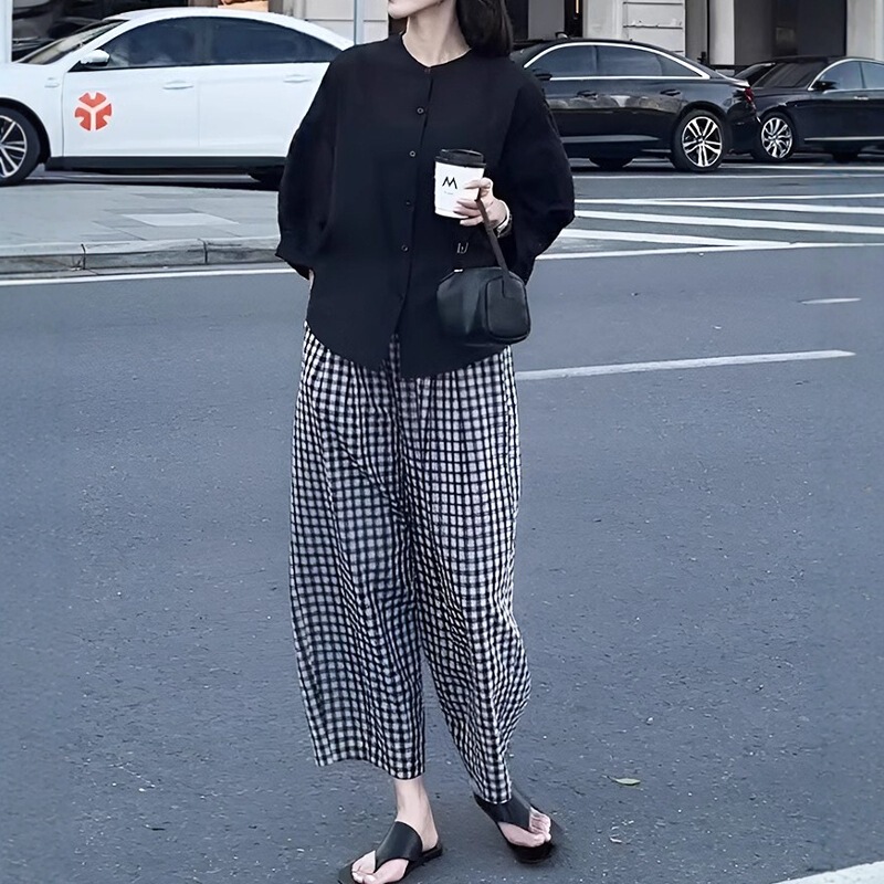 法式薄款黑色七分袖女胖MM高级感气质通勤显瘦宽松巨好看休闲上衣|undefined