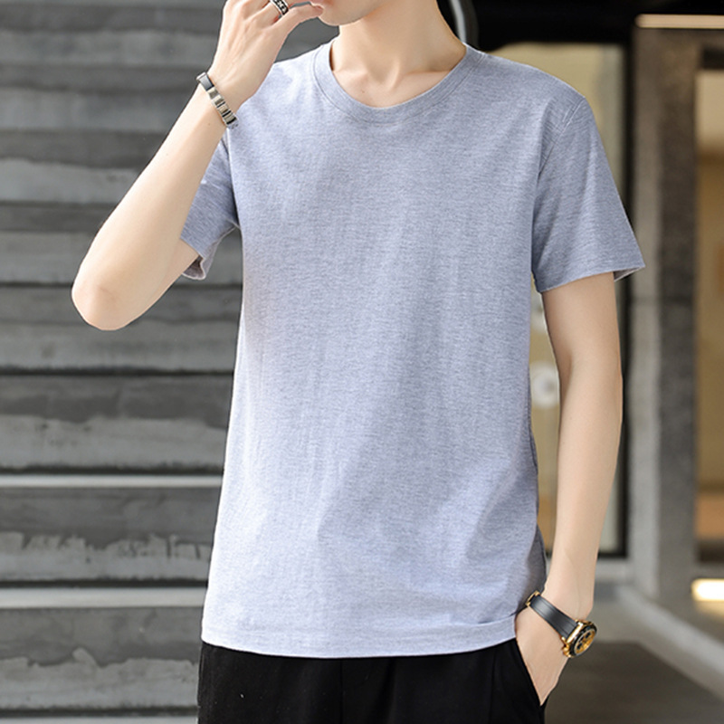 メンズ半袖Tシャツ夏の新しいラウンドネックカジュアルボトリングシャツメンズTシャツトレンディなルーズ半袖無地トップス紳士服|undefined
