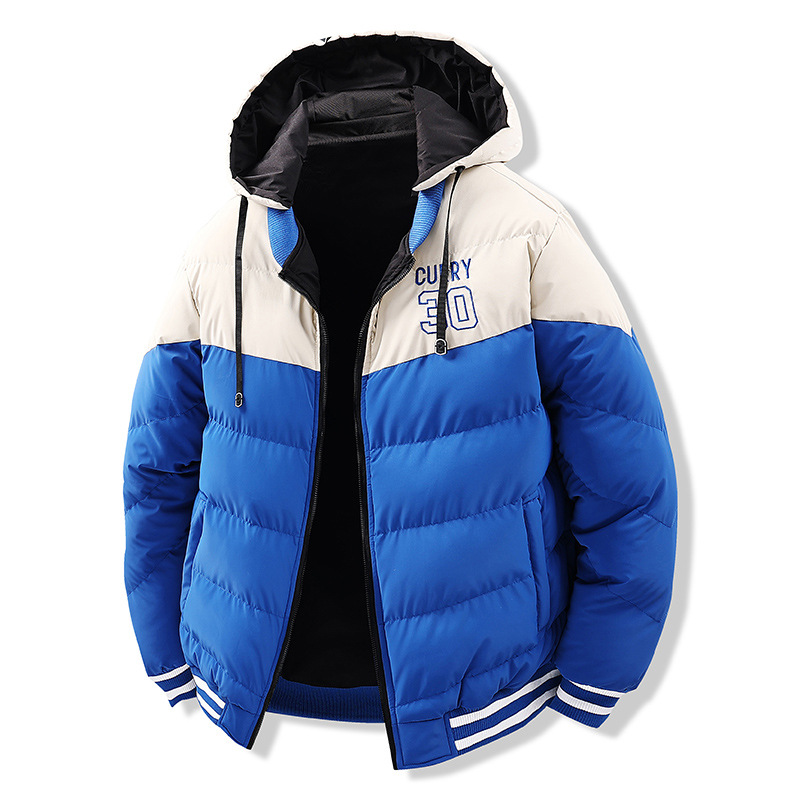 Gepolsterte Herrenjacke mit Stickerei in Kontrastfarben, abnehmbarer, lockerer Mütze, beidseitig tragbar, dick gefüttert, mit Kapuze_voghion.com