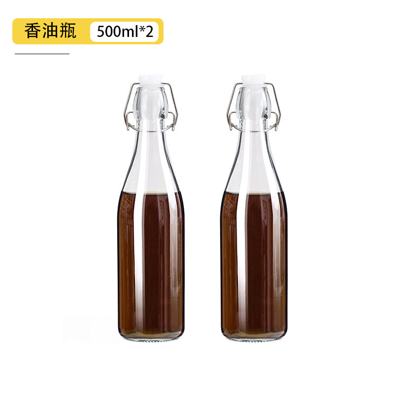 Botella sellada de vidrio de grado alimenticio, hebilla, tapa, aceite de sésamo, botella vacía, olla de aceite de cocina de gran capacidad, botella de bebida condimentada