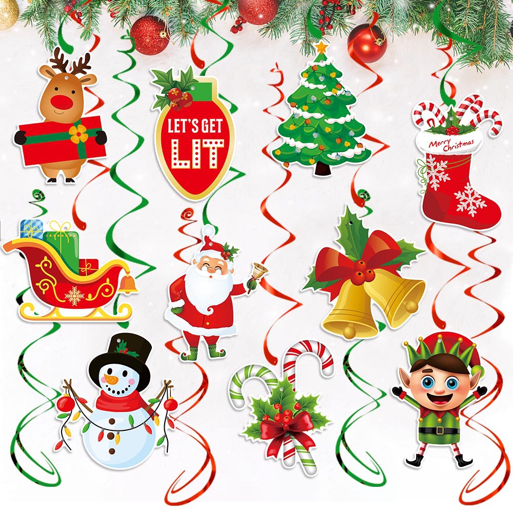 Decoración de Navidad europea y americana etiqueta espiral fiesta de Navidad atmósfera decoración árbol de Navidad muñeco de nieve colgante ornamento