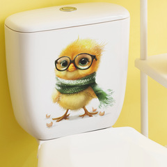 外貿卡通可愛呆萌雞兒童臥室浴室馬桶貼家居裝飾牆貼貼紙自粘批發