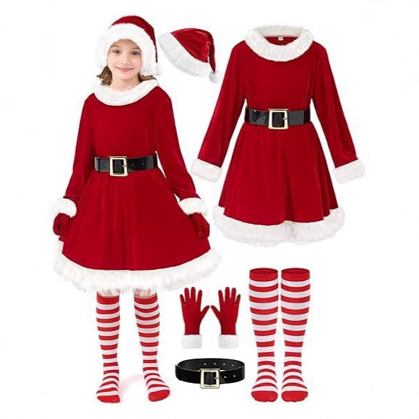 Cross-Border Christmas New Style Christmas Costumes for Girls, Santa Claus Dress, Children's Mrs. Claus Outfit Cross-Border Christmas New Style Christmas Costumes for Girls, Santa Claus Dress, Children's Mrs. Claus Outfit