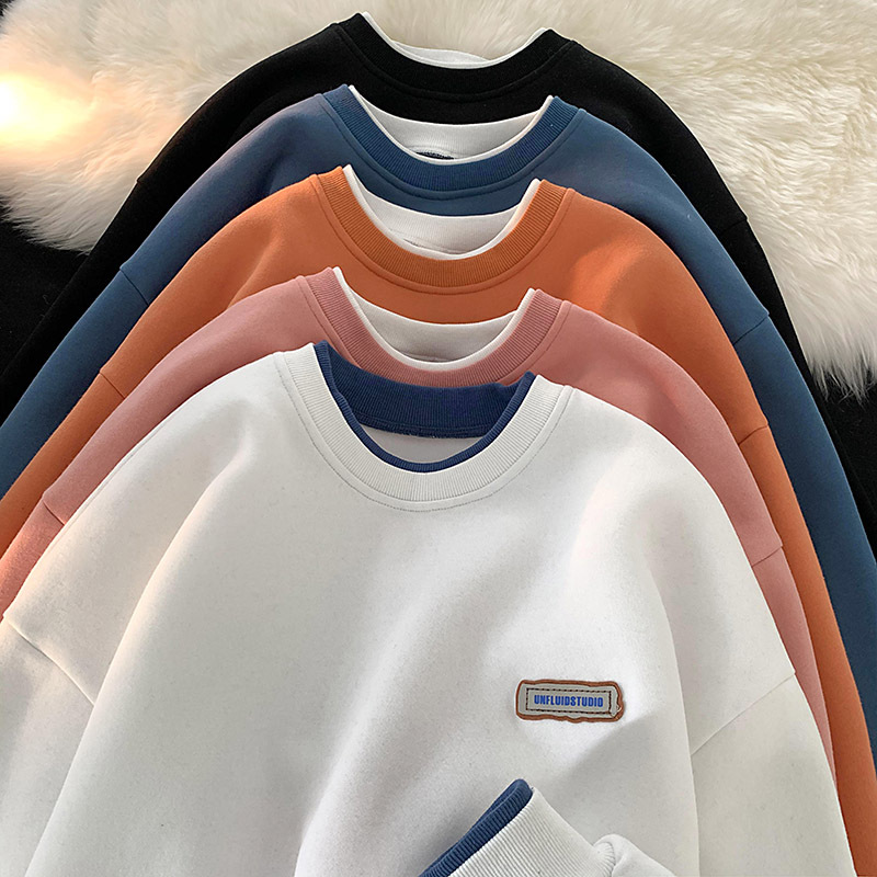 2024 가짜 투피스 스웨터 남성용 트렌디 인 게으른 스타일 한국 스타일 느슨한 올 매치 시티 보이 탑 라운드 넥