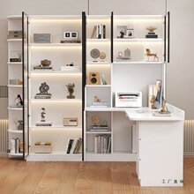 实木转角电脑桌书桌书架组合台式写字一体书柜家用儿童卧室学习桌