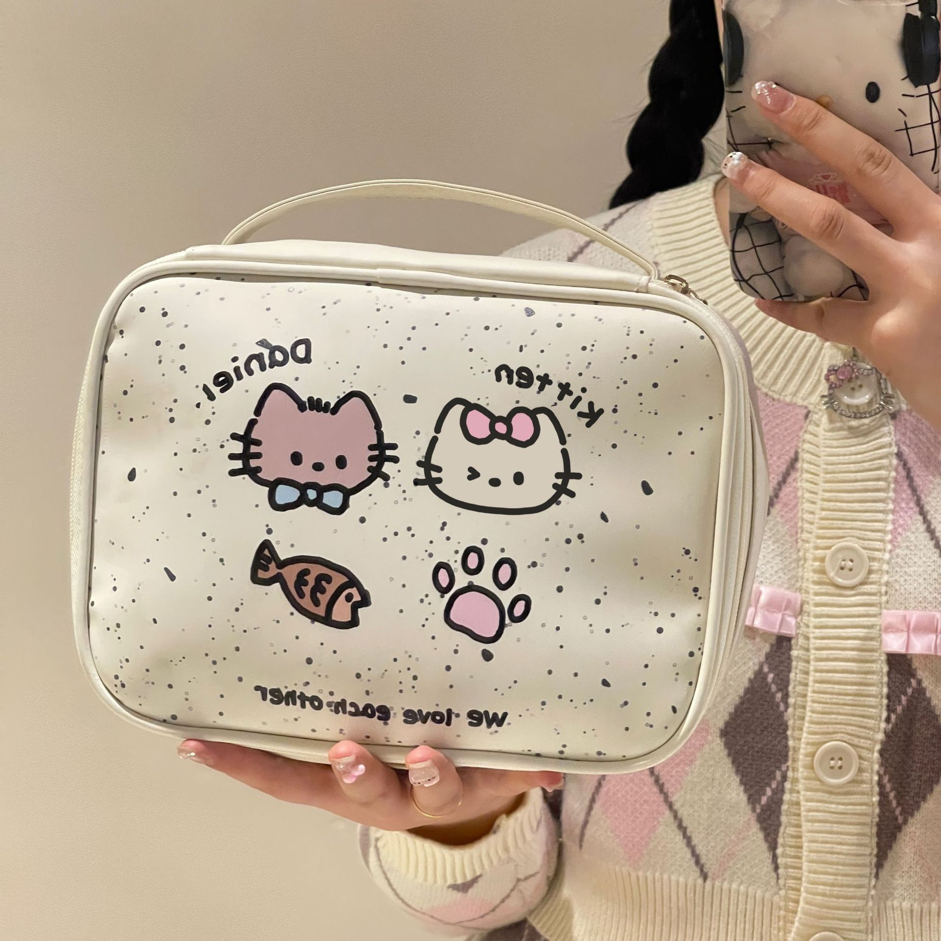 2024 nueva bolsa de cosméticos linda para mujer, bolsa de almacenamiento portátil a prueba de agua de gran capacidad, bolsa de almacenamiento, bolsa de lavado de viaje