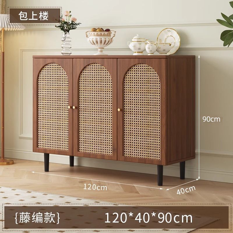 实木藤编餐边柜靠墙一体储物柜茶水柜收纳客厅2025新款置物柜|undefined