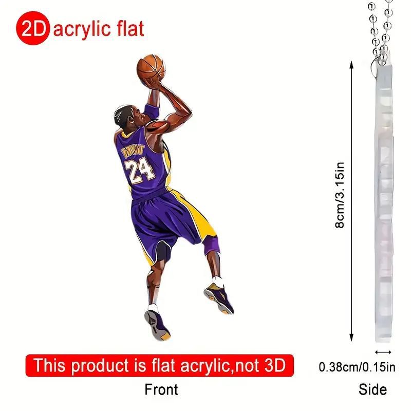 Nuevos productos creativos jugadores de baloncesto colgante acrílico plano transfronterizo espejo retrovisor interior decoración colgante llavero