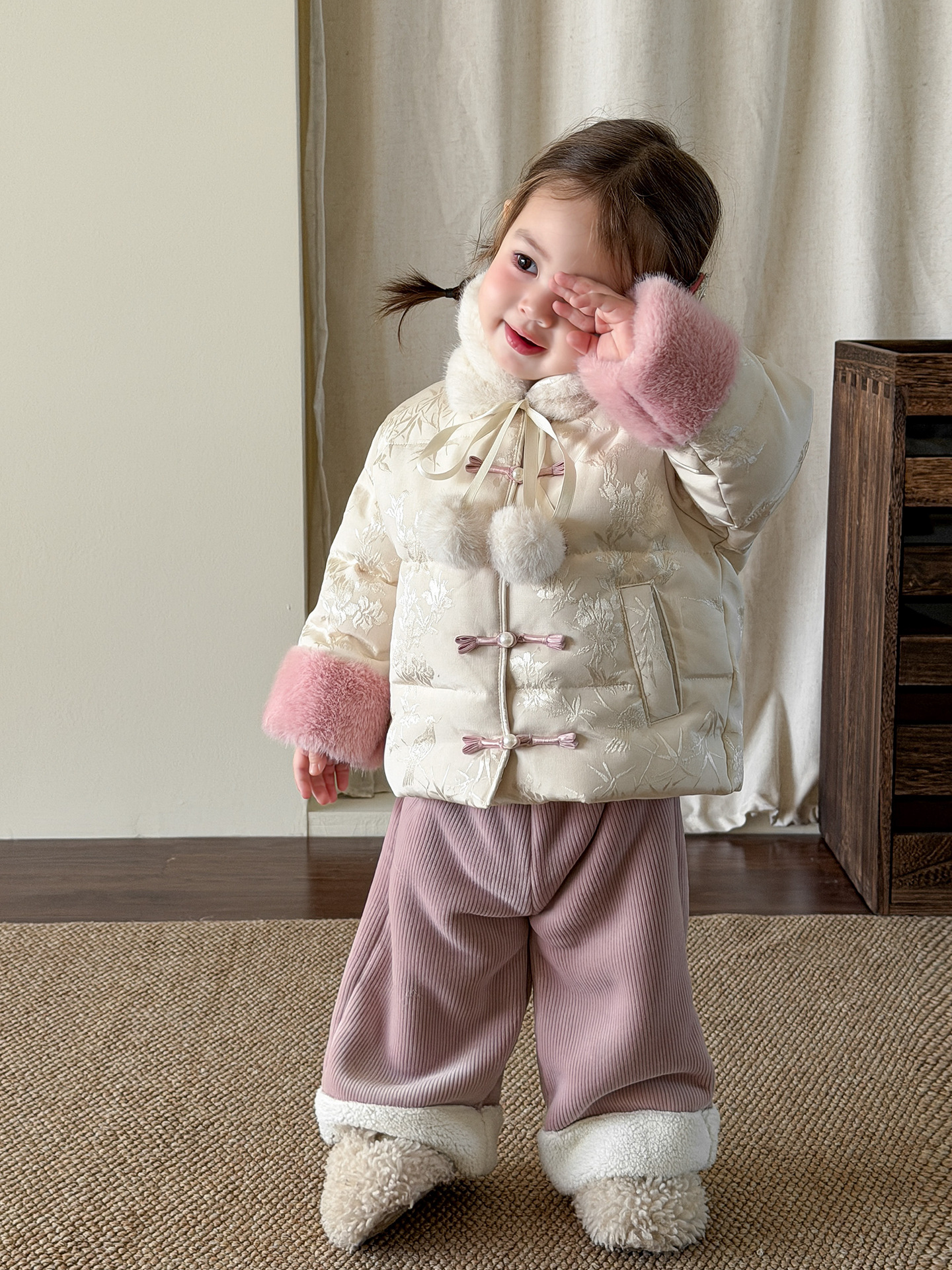 Sugar Pear ropa infantil de niña nueva ropa de invierno china ropa de niños gruesa ropa de bebé pantalones de abrigo