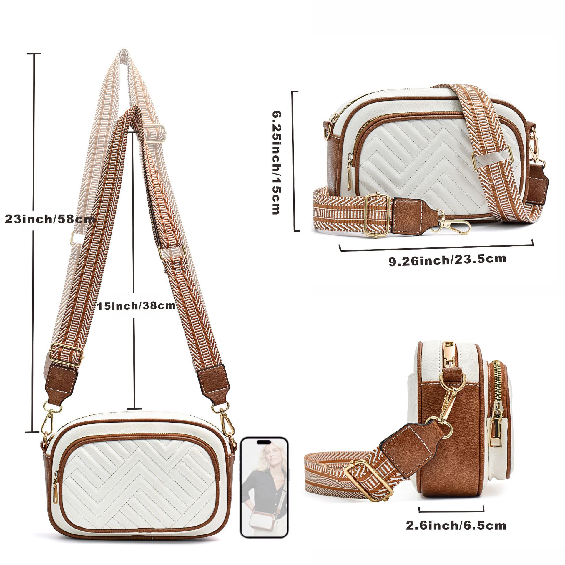 Zipper Closure Type Women's Pu Leather Solid Color Vintage Style Classic Style Square Zipper Shoulder Bag