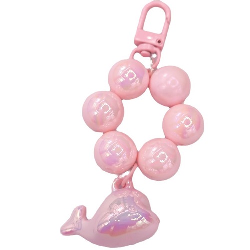 Cartoon Cute 3D Small Dolphin Bead Keychain Earring Electroplated Gradient Color Schoolbag Phone Case Accessory Ornament Korean