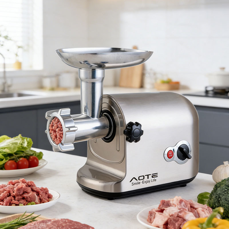 Picadora de carne eléctrica AOTE, multifuncional de sobremesa, para cocina y hogar, máquina para enemas, mezclador de carne de alta potencia._voghion.com