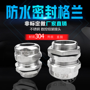 304 Stainless Steel Cable Joint Environmental Protection Explosion-proof Glenn IP68 External Thread Sealed Waterproof Glenn Free Shipping M Teeth