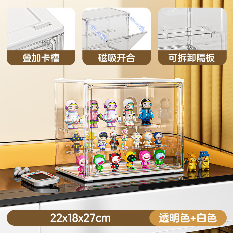 泡泡盲盒玩具收纳展示透明防尘收纳盒阶梯手办模型阶梯带格展示架|undefined