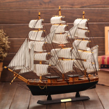 创意木质帆船模型生日礼物家居饰品地中海摆件手工艺品船一帆风顺