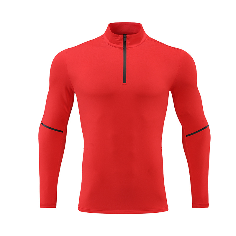 Primavera y otoño hombres deportes al aire libre de manga larga media cremallera corriendo collar UA misma camiseta superior en stock logotipo impreso personalizado
