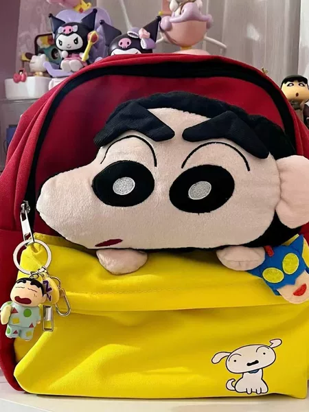 New Cute Cartoon Crayon Small New Big Head Doll Small New Color Matching Backpack Student All-match Schoolbag for Men