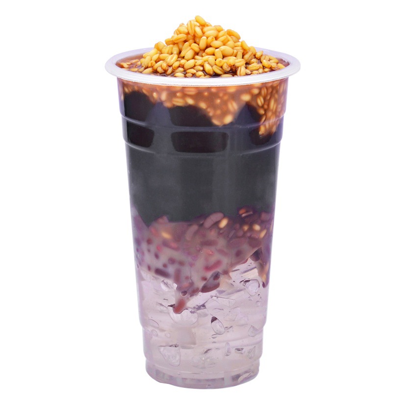 Taza de té con leche Taza de plástico transparente desechable de 95 calibre Taza de bebida fría de té de perla Taza de empaque de bebida de té de limón