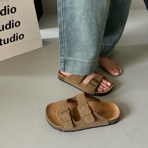 Thick sole Birken one-word slippers for women, 2026 new summer matching skirt, all-matching lightweight non-slip beach sandals