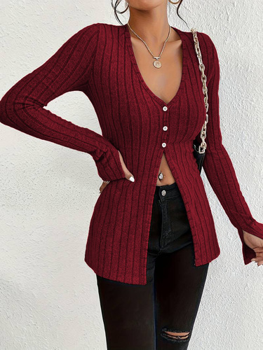 Amazon Cross-Border European and American Style Sexy V-Neck T-Shirt for Autumn and Winter, Long-Sleeved Navel-Baring Design, Stylish Base Layer Top for Women