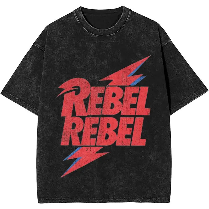 European Size Pure Cotton David Bowie Style Pattern Printed Retro Cotton Short-Sleeved Summer Round Neck Casual Cross-Border T-Shirt