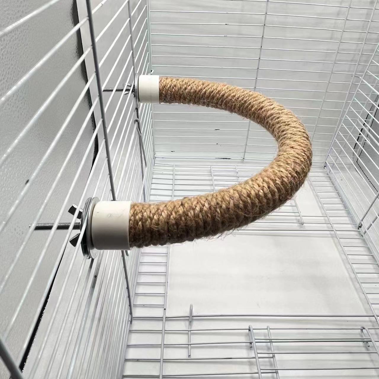 Soporte de estación de pájaro de cuerda de cáñamo de sisal en forma de U, juguete de perchas de pájaro, loro trepando, puliendo la boca, moler las garras, poste de la estación de pájaro, accesorios de jaula de pájaro
