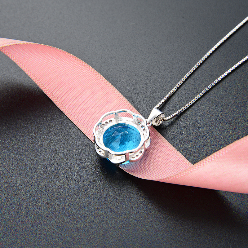 Transfronterizo europeo y americano moda elegante joyería collar s925 plata esterlina diamante ZIRCON cristal flor clavícula cadena colgante para las mujeres