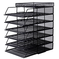 Archivos de oficina de metal personalizados archivos bandeja de archivo de malla de hierro hueco superposición archivos rack image 6