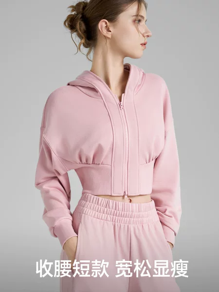 Loose Sports Sweatshirt for Women in Autum New Casual Hooded Yoga Wear Short Top Running Fitness Sports Jacket
