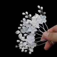 Амазонка Горячая продажа Алмазная 5 группа цветочных листьев U-образная головная уборка для волос Свадебный головной убор