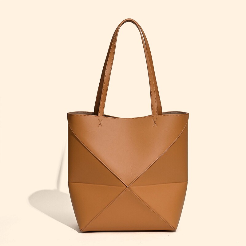 2025 New Puzzle Geometric Bag Cowhide Folding High-end Sense Tote Bag Large Capacity Commuting Shoulder Bag