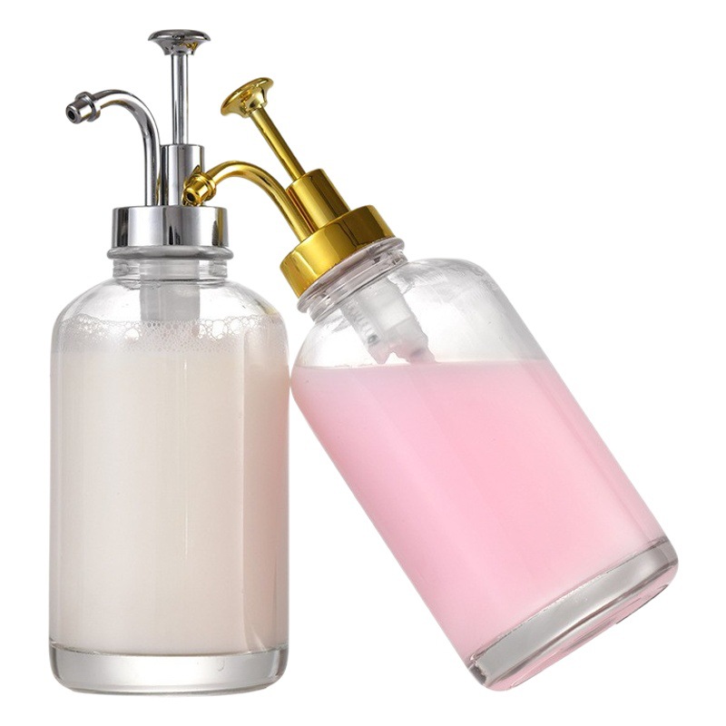 Cruzar la frontera de cristal blanco de vidrio 16oz botella de loción dispensador de jabón dispensador de café 500ml de jarabe botella de distribución al por mayor