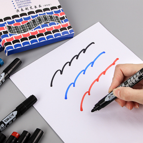 Boxed oil-based marker wholesale black thick-head non-fading logistics express large-head pen waterproof inerasable pen