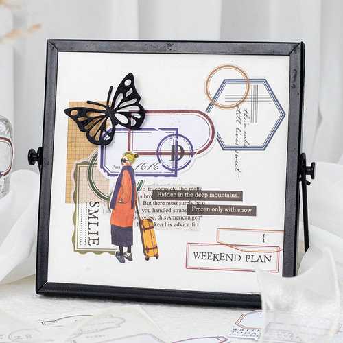 Good Day Stickers Memory Overlap Series Retro Border Collage Pocket Decoration 30 sheets in 6 options