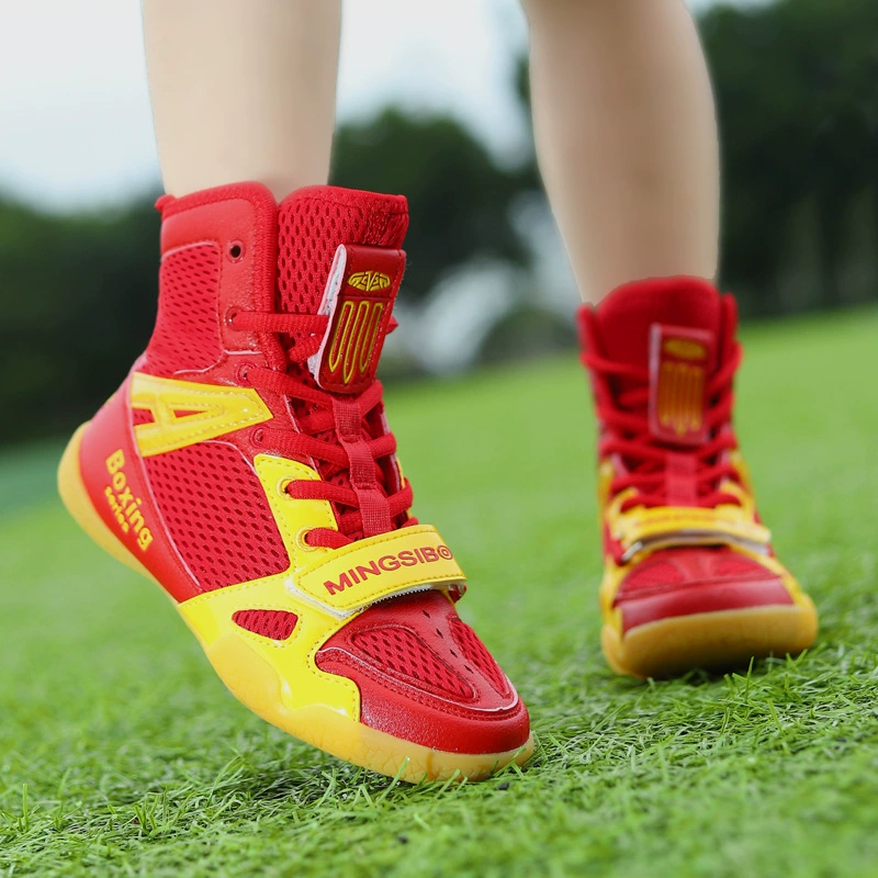 Профессиональные боксерские туфли, детские тренировочные туфли, спортивная обувь для саньда в помещении, боевые туфли для мальчиков и девочек, детские борцовки, боевые туфли