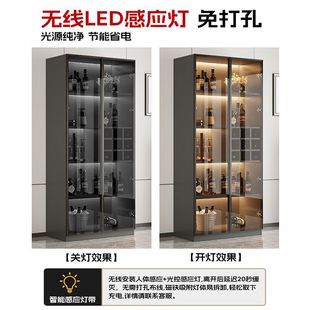Solid Wood Glass Door Light Luxury Wine Cabinet Modern Integrated Simple Wall-Mounted Living Room Cabinet High-End Home Storage Cabinet Dining Side