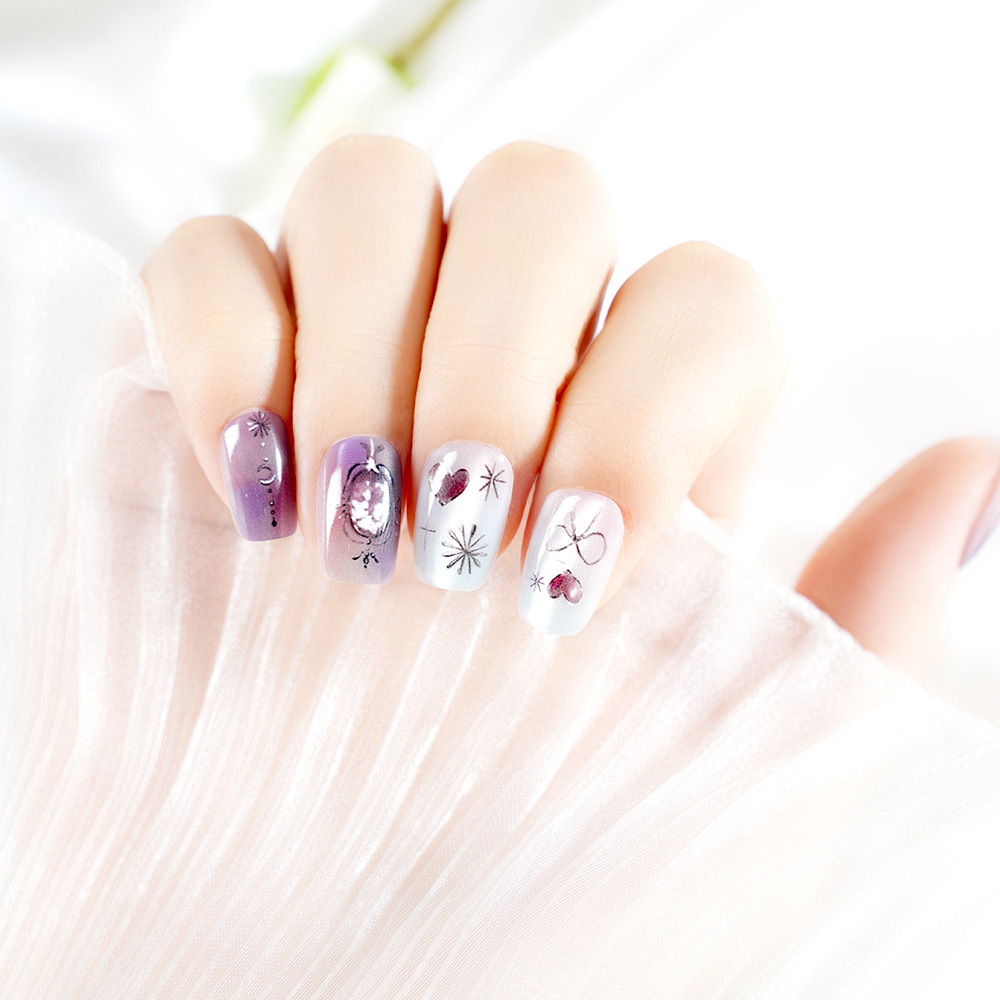Amazon's Pure Lust Style Popular Manicure Purple Diamond Style Short Square Nails Whitening Manicure Foreign Trade Wholesale