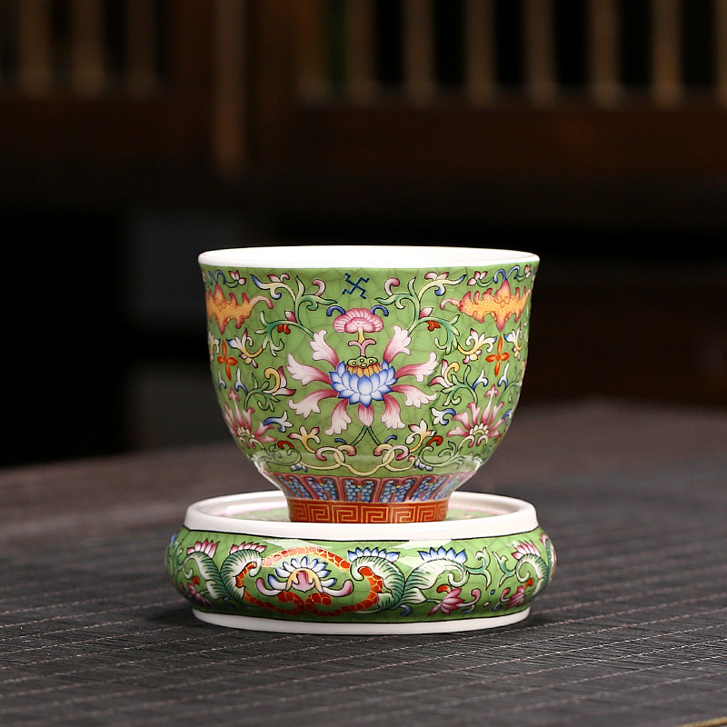 파란색과 흰색 도자기 찻잔 레트로 세라믹 쿵푸 싱글 컵 에나멜 마스터 컵 차 세트 찻잔 세트 찻그릇 차 시음 컵