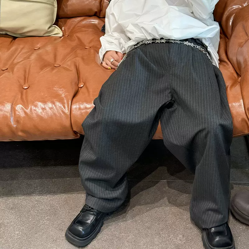 男童西装裤以鸿制衣2025童装新款儿童休闲条纹百搭长裤韩版裤子