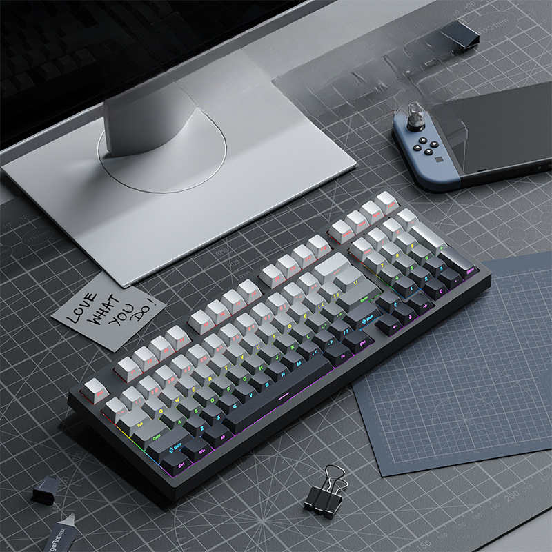 機械のキーボードの98配列のホットプラグの事務の電気競争のゲームのキーボードの混合光の全ボタンは無沖の学生の事務です。|undefined