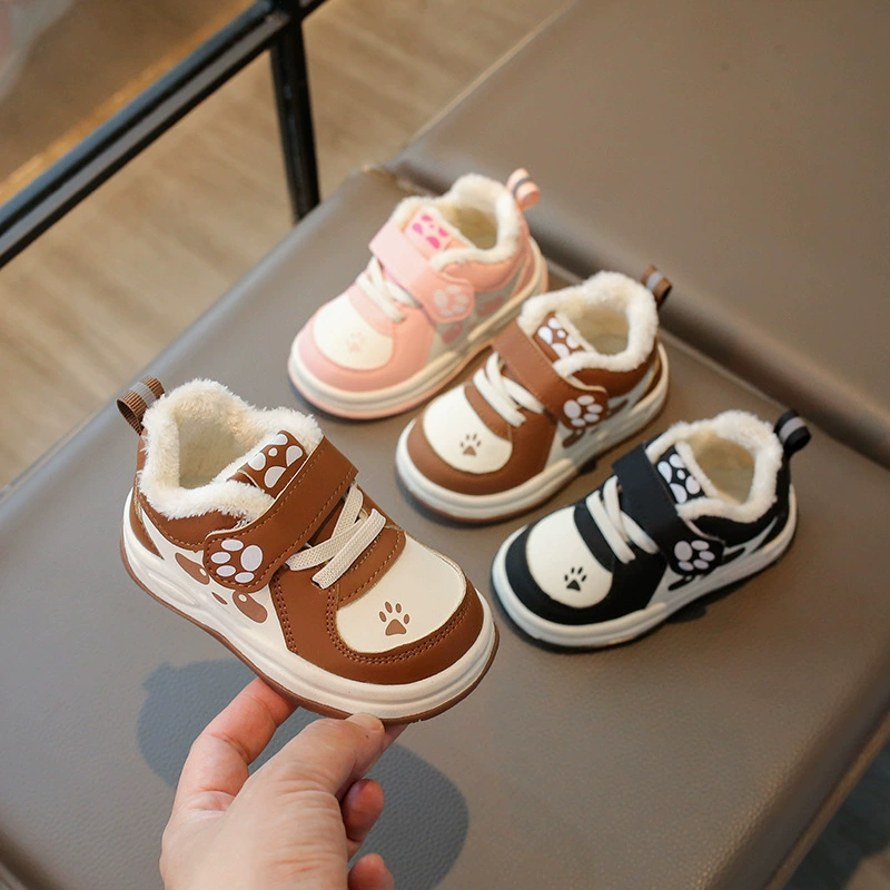 Зимняя мужская детская обувь женская 0 1-3 года детская ходунка кожаная водонепроницаемая мягкая подошва плюс бархатная обувь для девочек